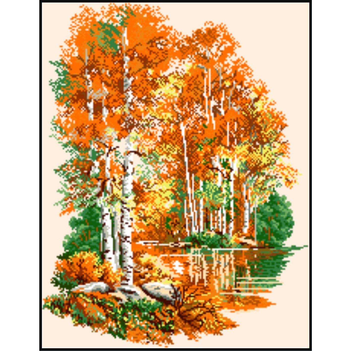 Mesteceni, toamna - kit goblen cu diagrama color