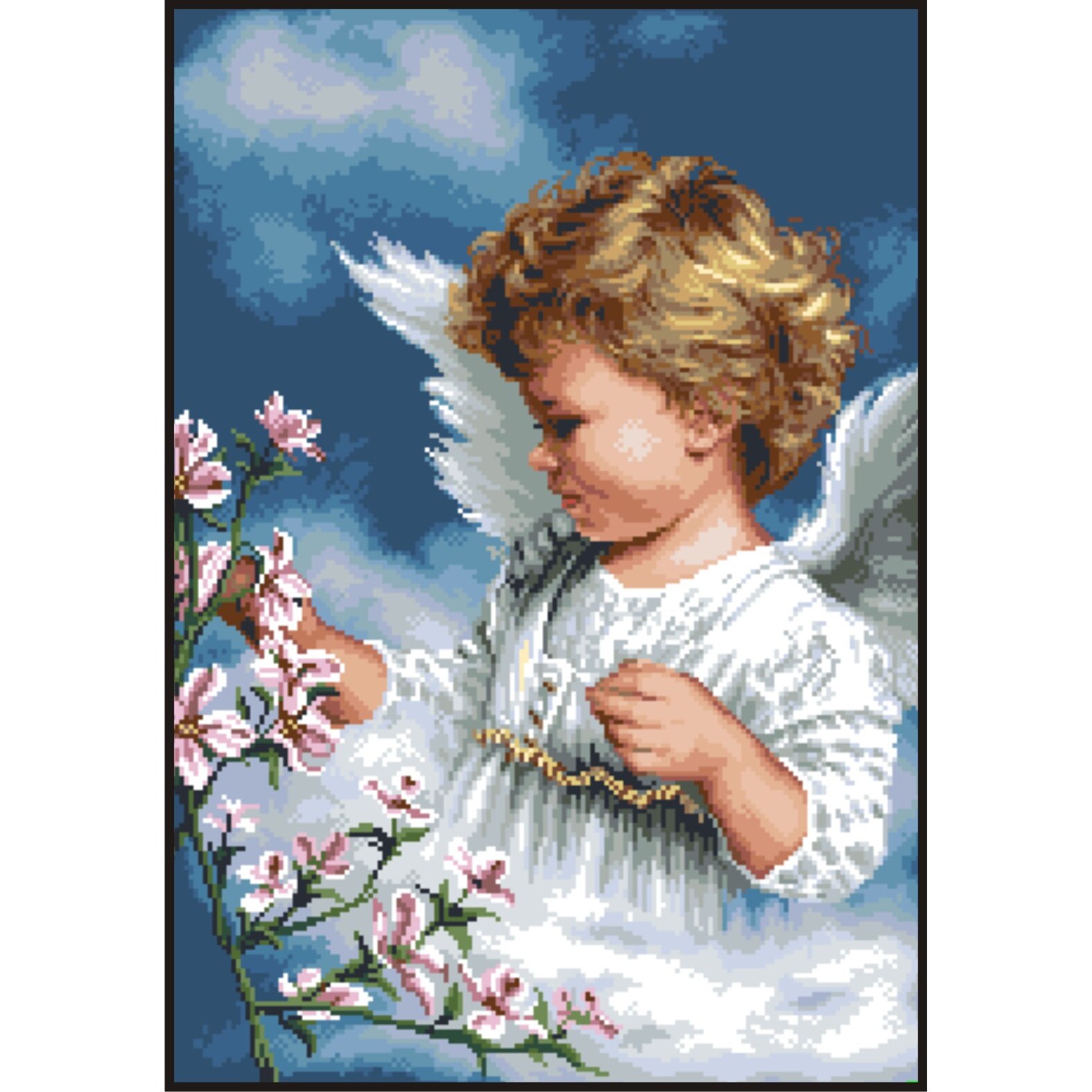 Ingerul primaverii - kit goblen cu panza imprimata