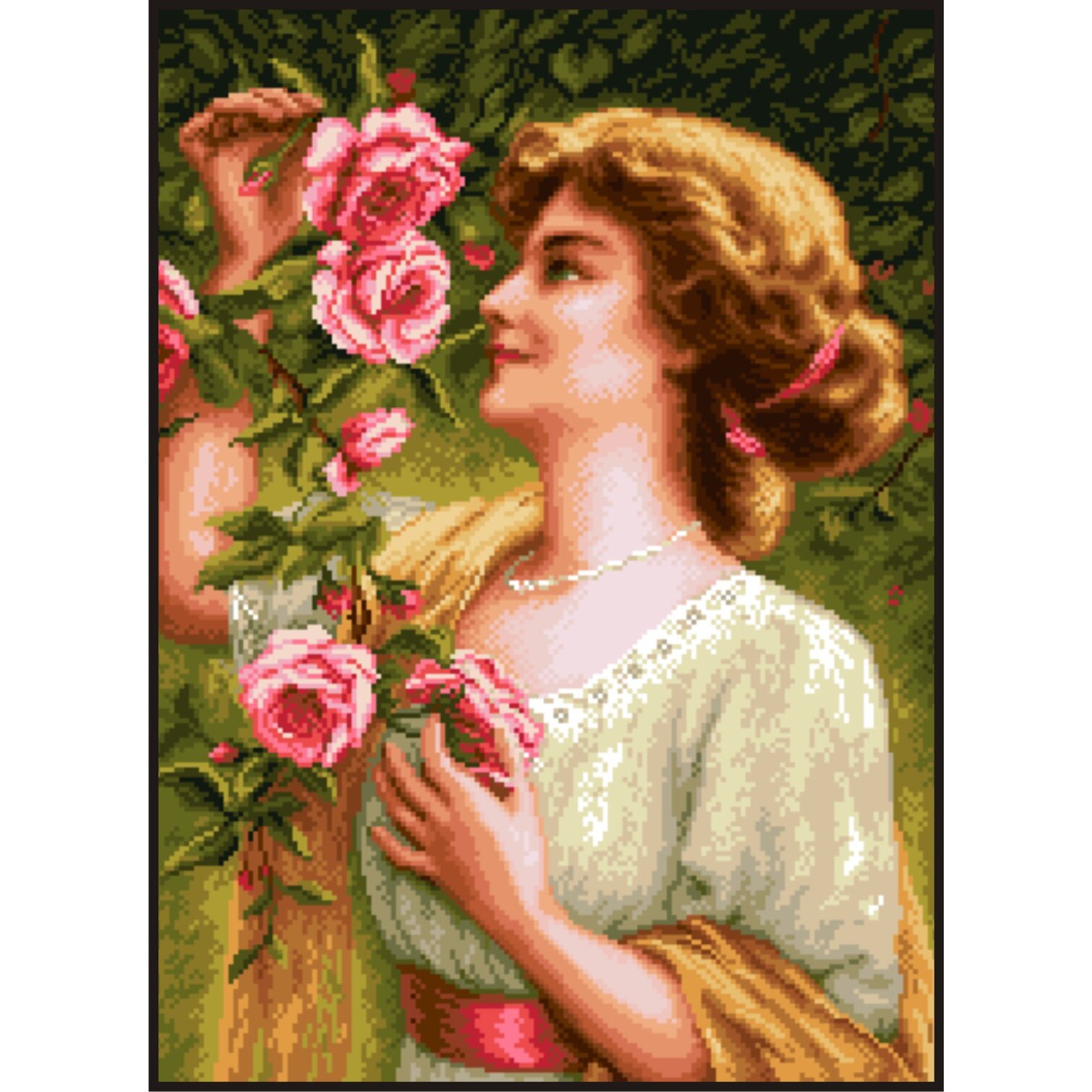 Surasul rozelor - kit goblen cu diagrama alb-negru