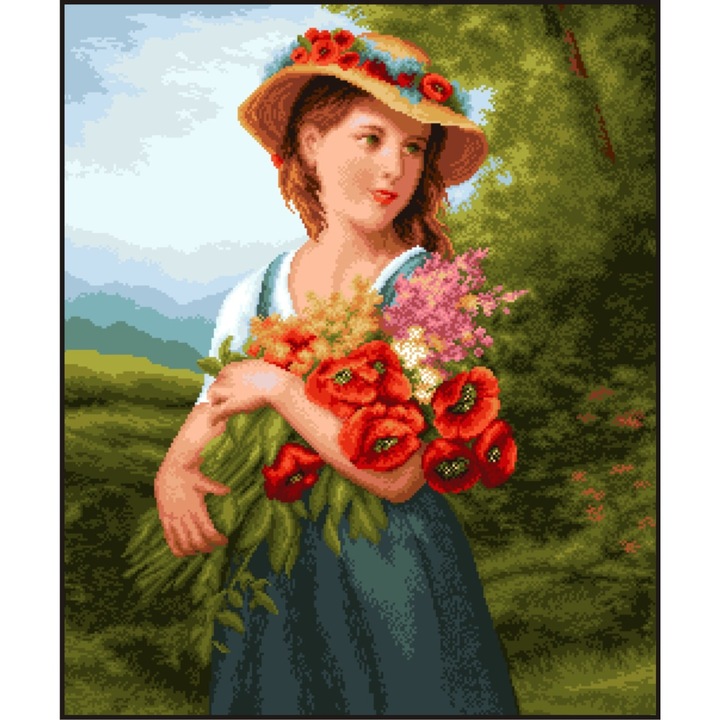 Vremea macilor - kit goblen cu panza imprimata