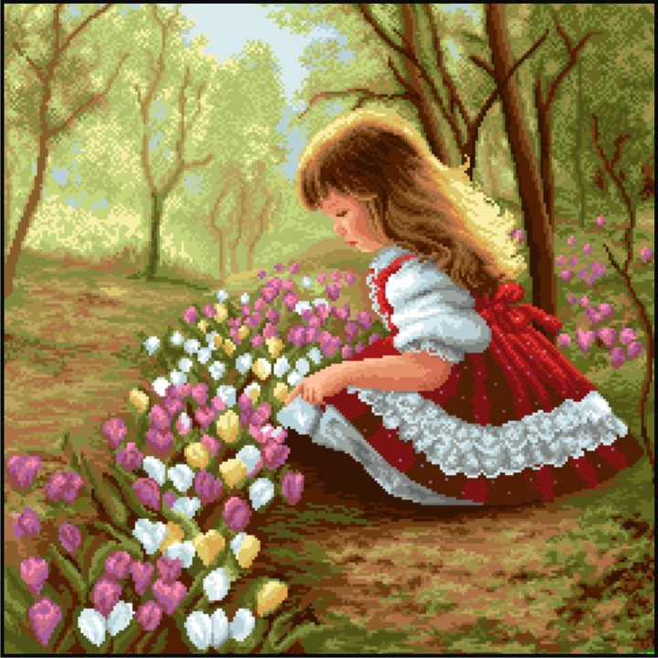 Brandusa - kit goblen cu diagrama alb-negru