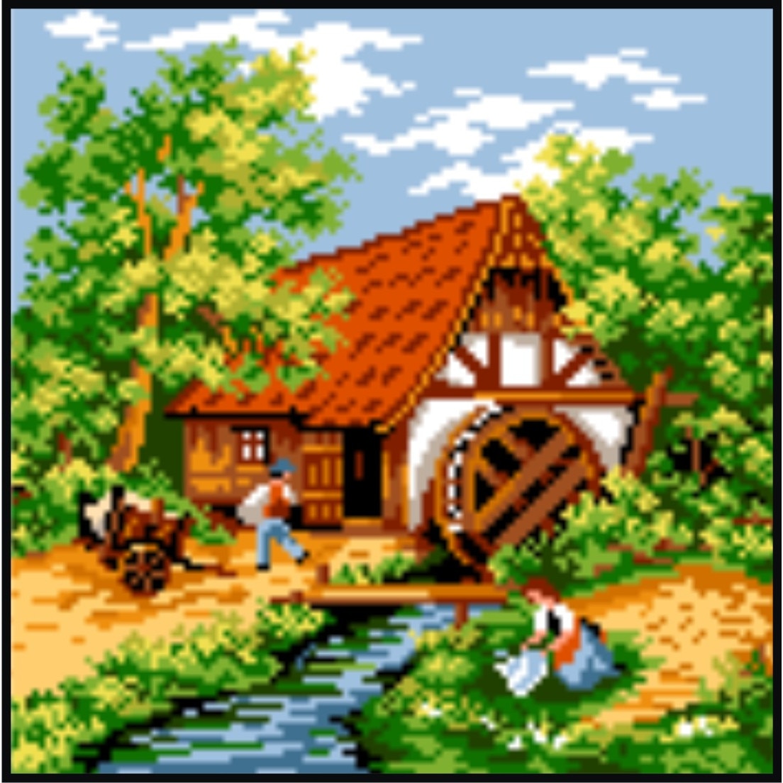 Moara, vara - kit goblen cu panza imprimata