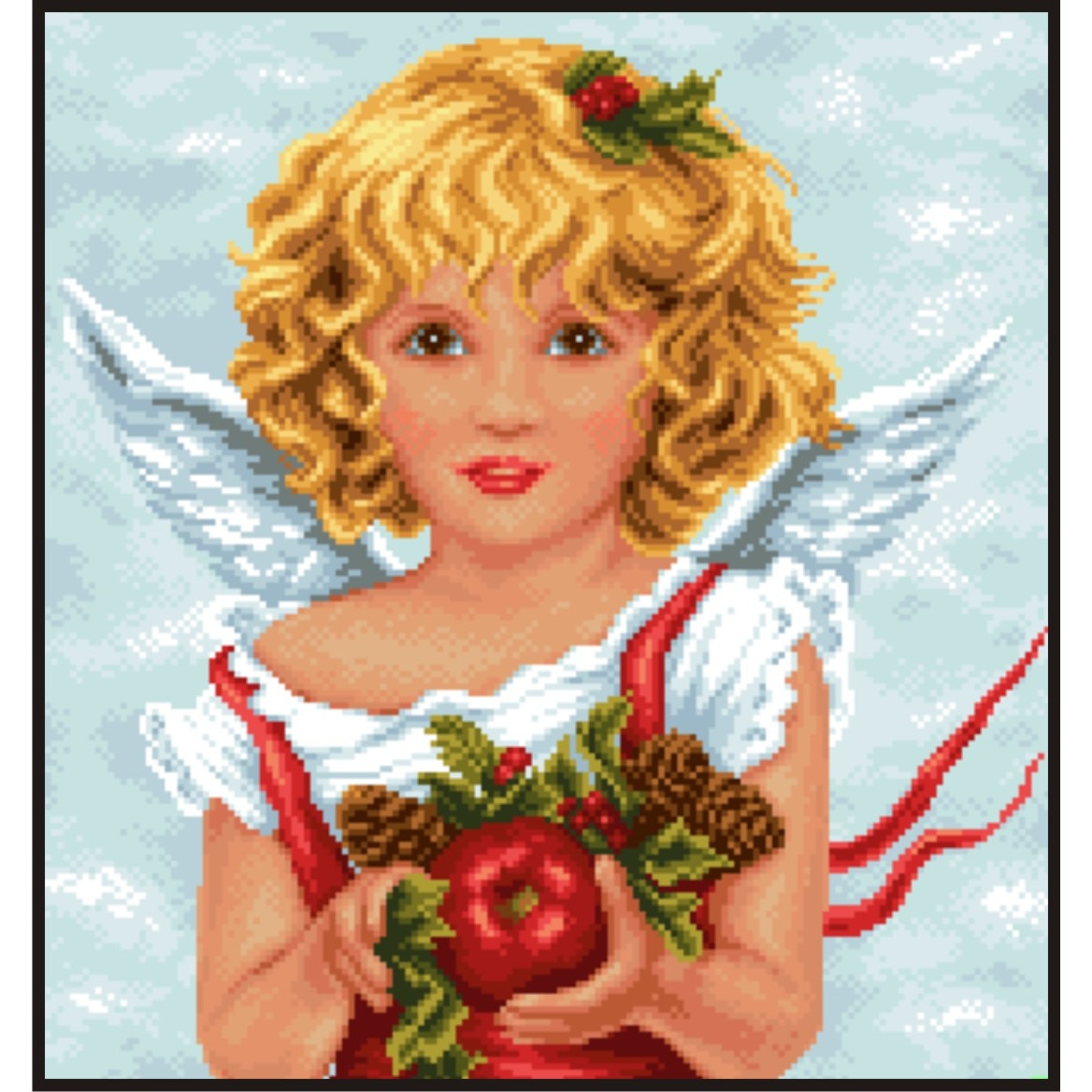 Ingerul lui decembrie - kit goblen cu panza imprimata