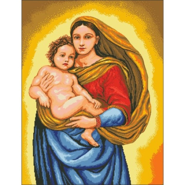 Madona Sixtina - kit goblen cu diagrama color