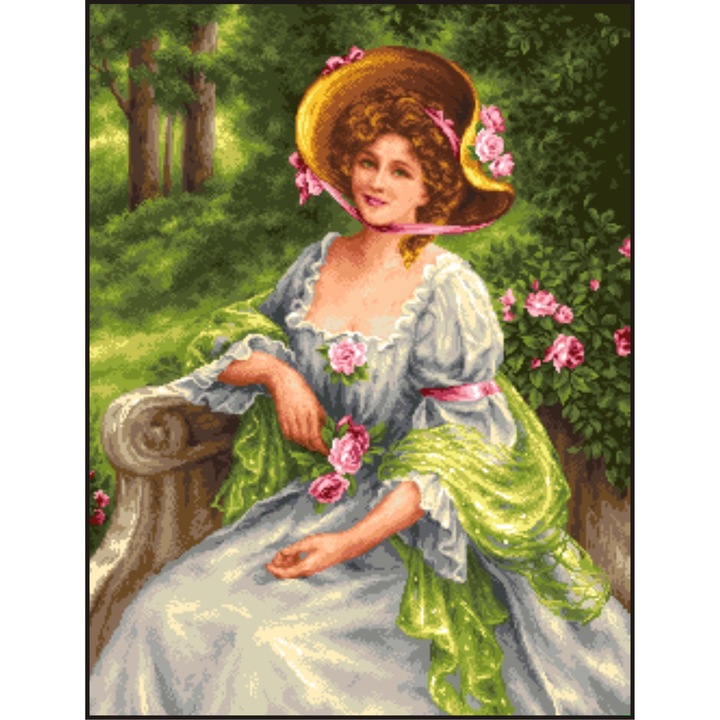 Rose Mary - kit goblen cu diagrama alb-negru