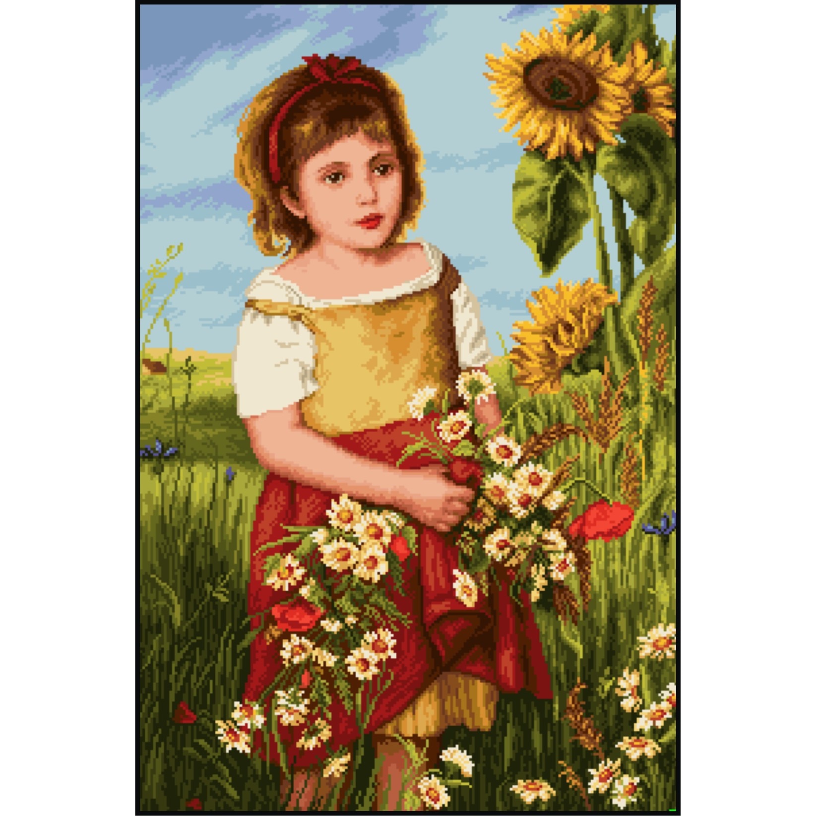 Florile copilariei - kit goblen cu panza imprimata