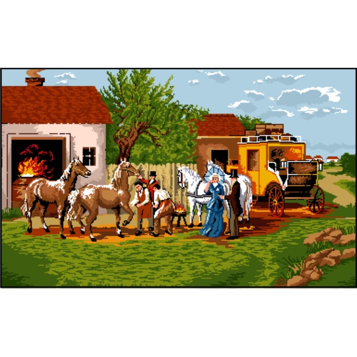 In fata potcovariei - kit goblen cu diagrama color