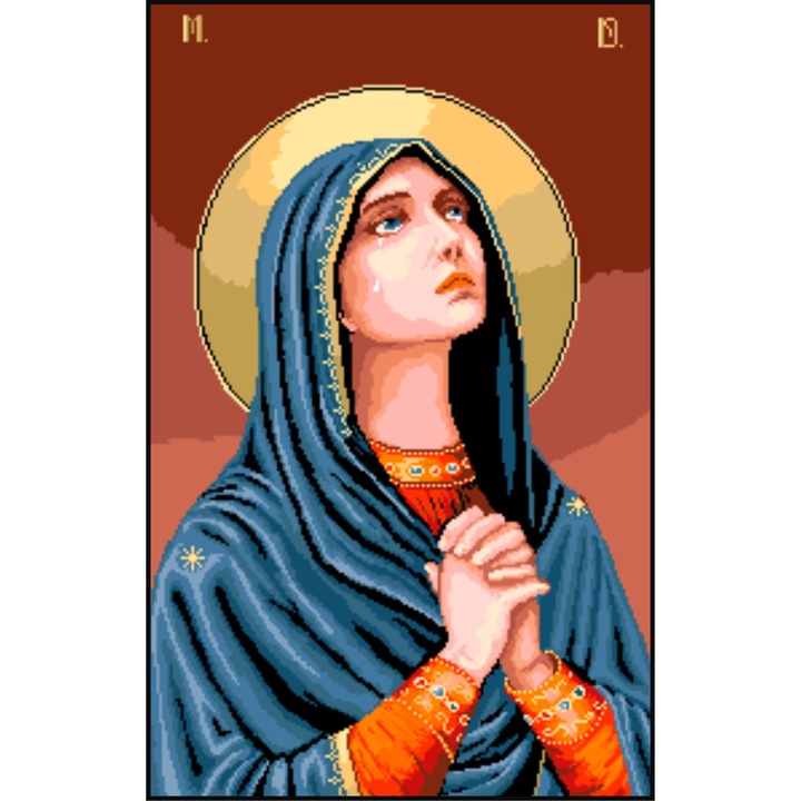 Madona indurerata - kit goblen cu panza imprimata