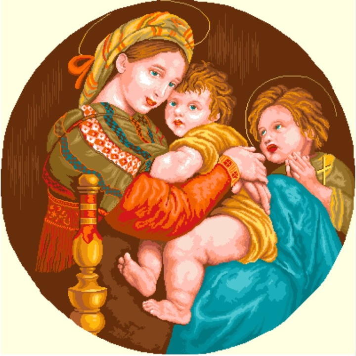 Madona in jilt - kit goblen cu panza imprimata