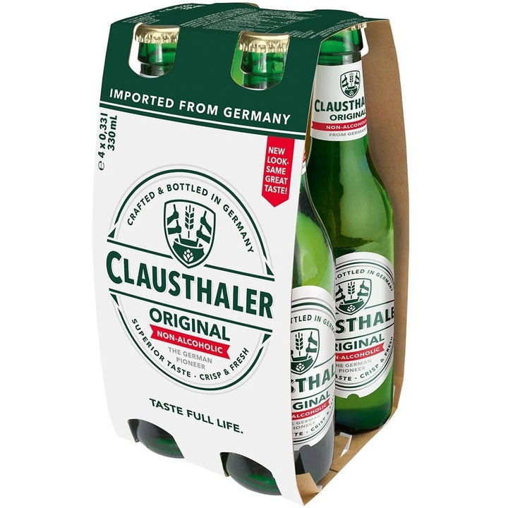 Szőke sör alkohol nélkül Clausthaler Classic 0%, Palack 4 x 0,33l