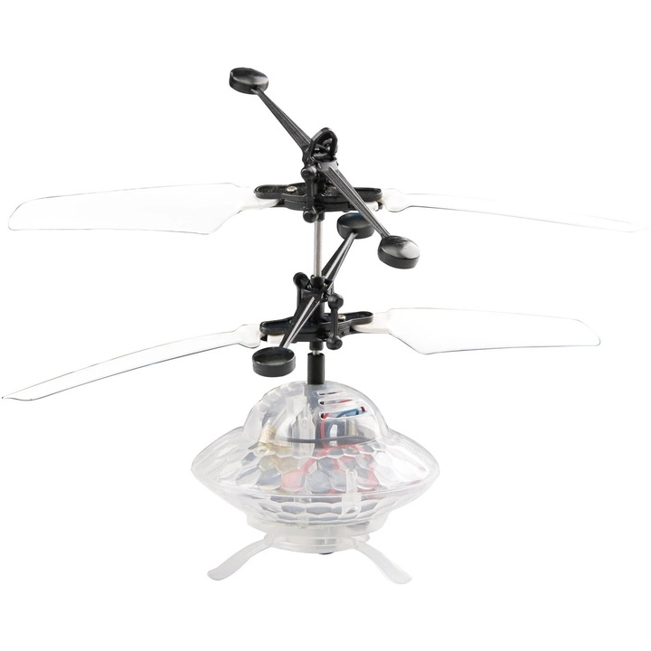 Мини интерактивен хеликоптер играчка Universal, модел НЛО, управляван с ръка, бял, за деца, Dalimag