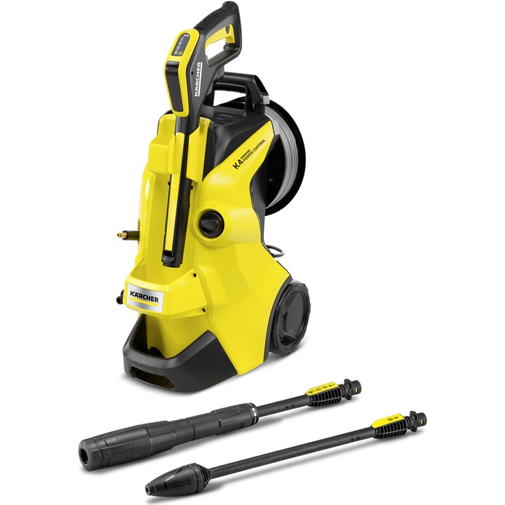 Водоструйка Karcher K4 Premium Power Control Flex, Mощност 1800 W, Mаксимално налягане 130 бара, Mаксимален дебит 420 л/ч, Пистолет G160Q Power Control, Система Plug 'n' Clean за препарат, 8 м маркуч под налягане PremiumFlex, Телескопична дръжка