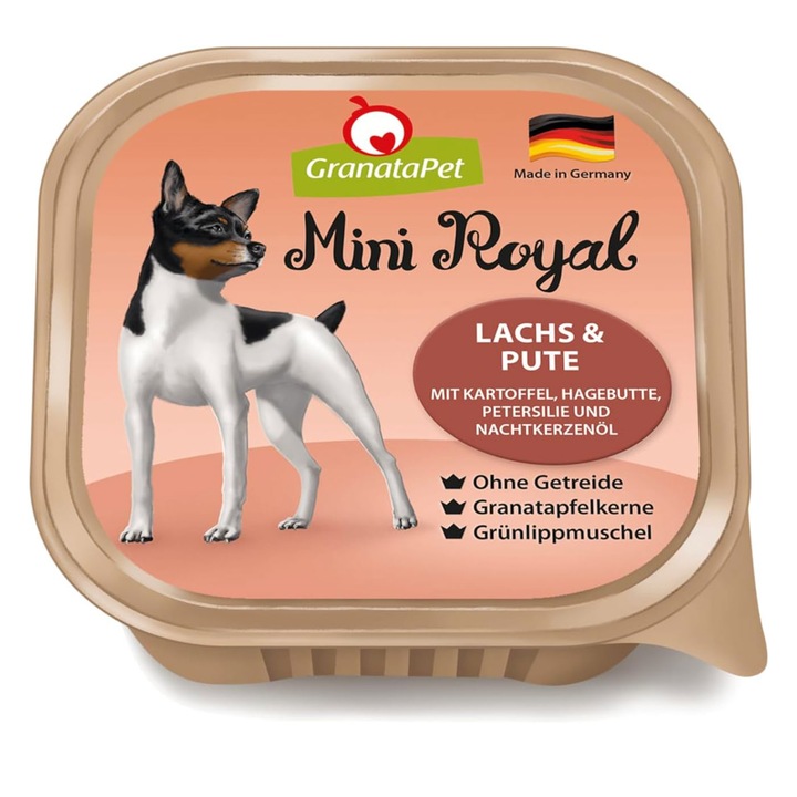 Nedves kutyaeledel lazaccal és pulykával, GranataPet, Mini Royal, 150g
