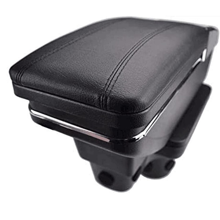 Cotiera Consola Centrala Cutie Depozitare Organizator Pentru Hyundai Solaris 2 2017 - 2018 Glisanta Rotativa cu Suport Paha Scrumiera Piele Neagra
