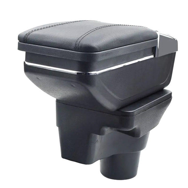 Cotiera Consola Centrala Cutie Depozitare Organizator Pentru Kia RIO 4 2017 - 2018 Glisanta Rotativa cu Suport Paha Scrumiera Piele Neagra