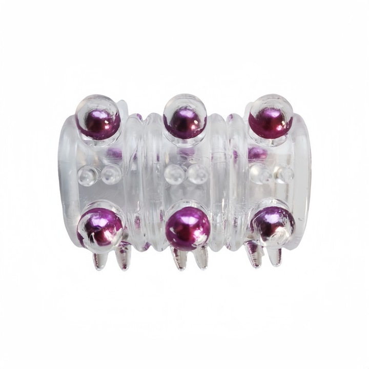 Inel pentru penis cu cristale, set de 12 bile Dragon Ball, violet, 5.5x4.2cm