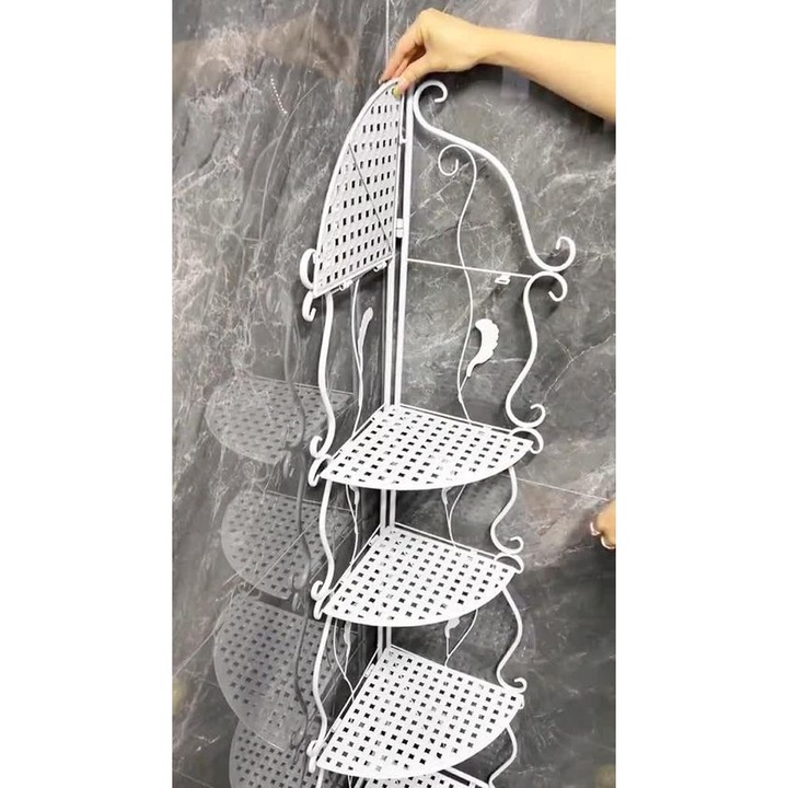 Raft de colt, 113 x 25 cm, din metal, alb