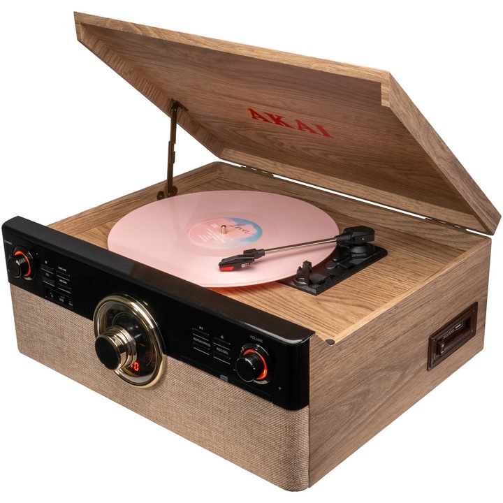Pick-Up AKAI ATT-300CC, Bluetooth, Radio FM, USB, Aux In, Cassette Player, Кафяв