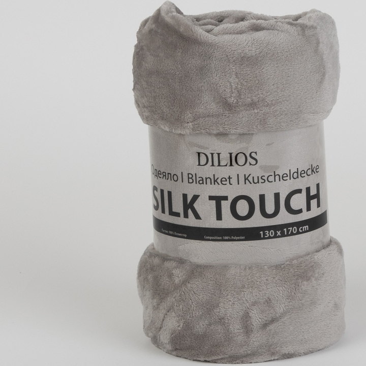Одеяло Silk Touch Dilios, 130x170 см, 100% полиестер, Сив