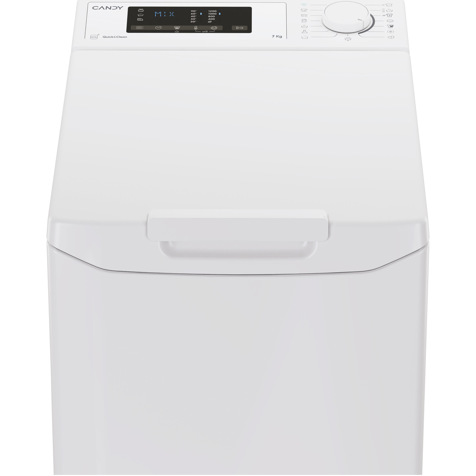 Masina de spalat rufe cu incarcare verticala Candy TCA273D3-S, 7 kg, 1200 RPM, Display 3D,Wifi,Mix Power Systems, Gentle touch opening, Clasa C, Alb