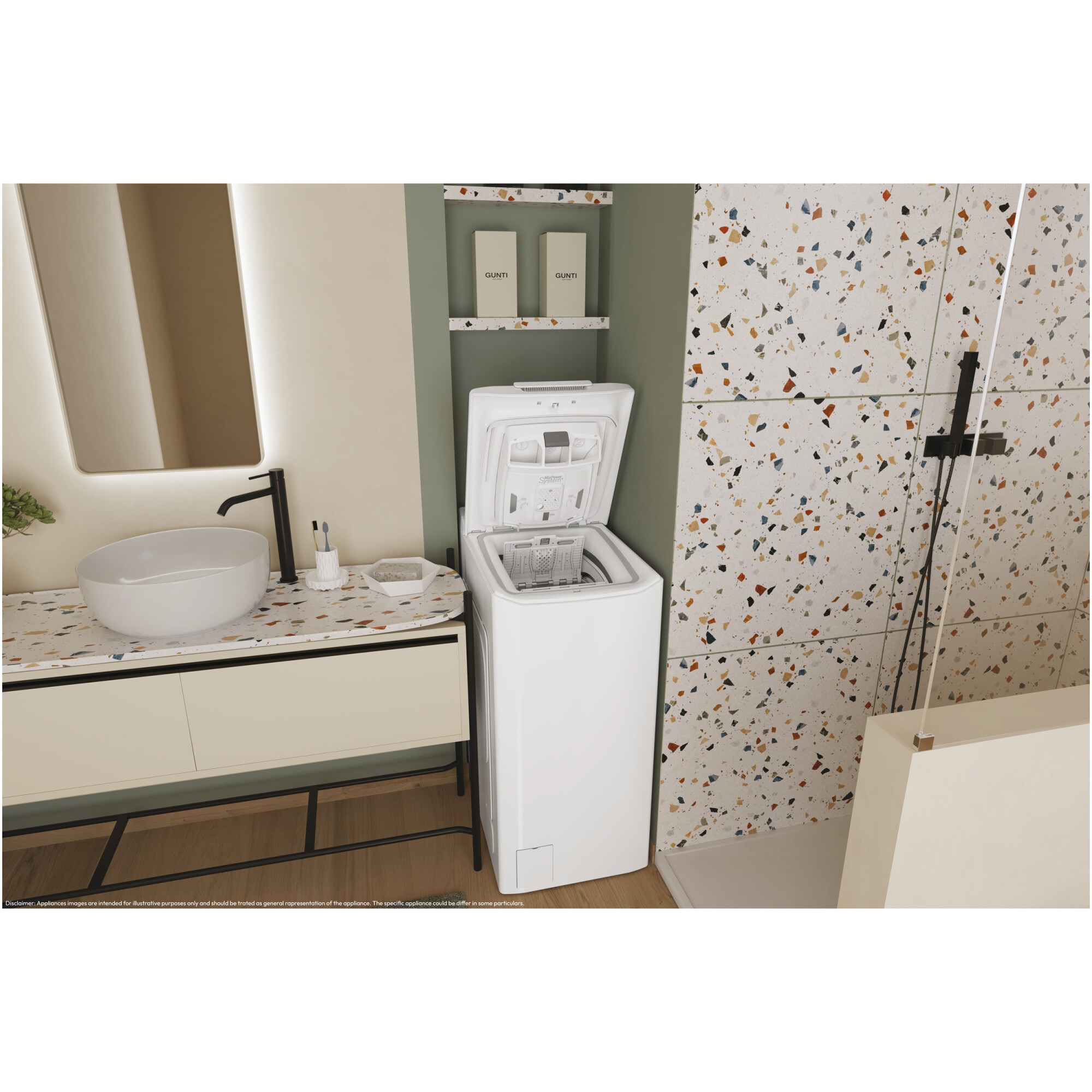 Masina de spalat rufe cu incarcare verticala Candy TCA273D3-S, 7 kg, 1200 RPM, Display 3D,Wifi,Mix Power Systems, Gentle touch opening, Clasa C, Alb