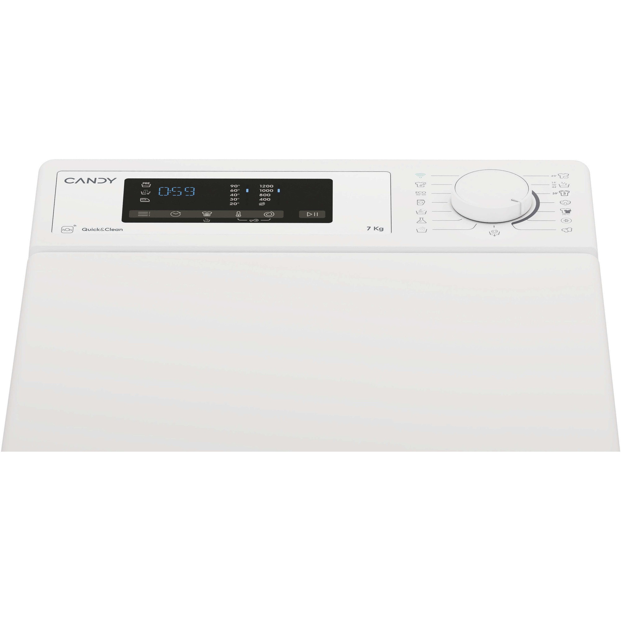 Masina de spalat rufe cu incarcare verticala Candy TCA273D3-S, 7 kg, 1200 RPM, Display 3D,Wifi,Mix Power Systems, Gentle touch opening, Clasa C, Alb