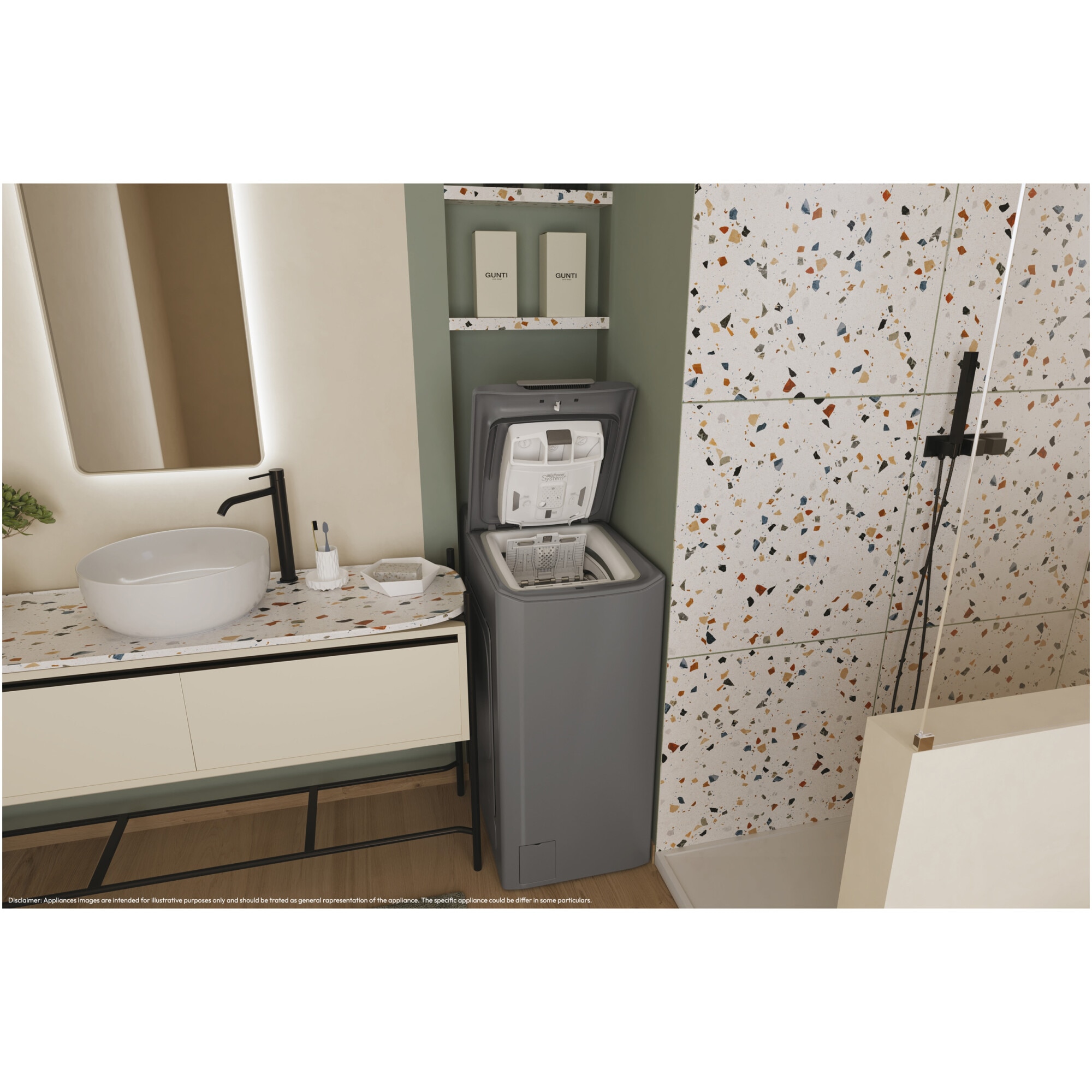 Masina de spalat rufe cu incarcare verticala Candy TCA283DR2-S, 8 kg, 1200 RPM, Display 3D, Wifi,Mix Power Systems, Gentle touch opening, Clasa D, Antracit