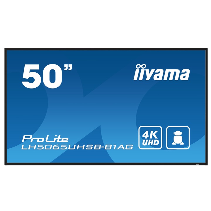 Professzionális képernyő VA LED Iiyama 49,5" LH5075UHS-B1AG, UHD (3840 x 2160), HDMI, DisplayPort, hangszórók, WiFi (fekete)