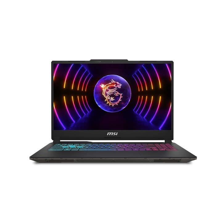 MSI Cyborg 15 A13 Laptop, 15,6" Full HD, Intel® Core™ i5 13420H 4,6 GHz-ig, 16 GB RAM DDR5 5200, 512 GB SSD, NVIDIA® GeForce® RTX 4050 6 GB, Free Dos, Fekete