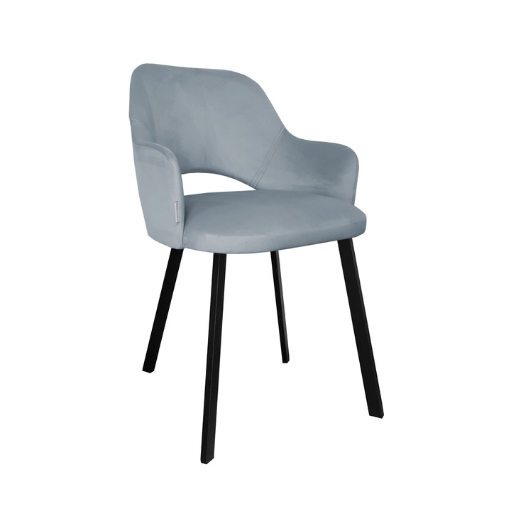 Milano szék, Atos, bársony kárpitozás, favázas, 76x50x54cm, kék/fekete