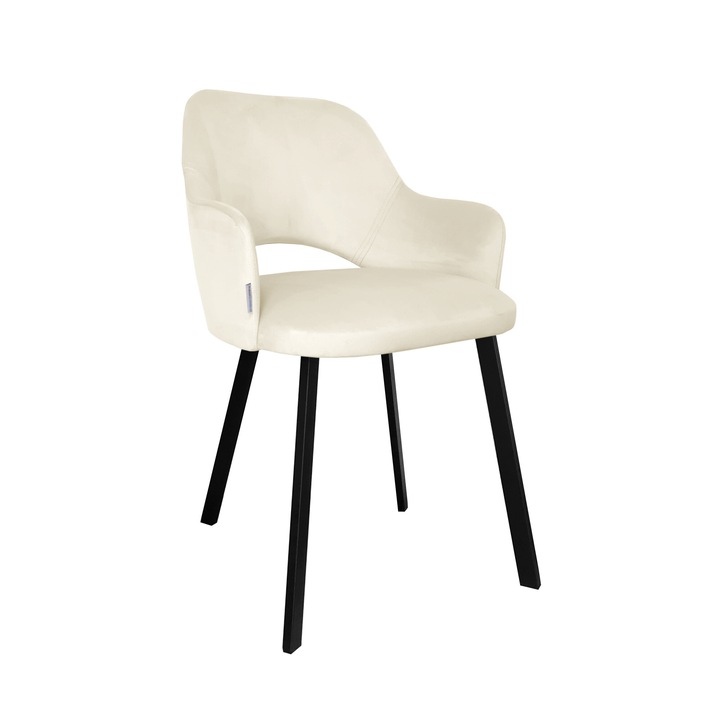 Atos Milano szék, krém bársony kárpitozás, fekete fém szerkezet, méretei 76x50x54cm