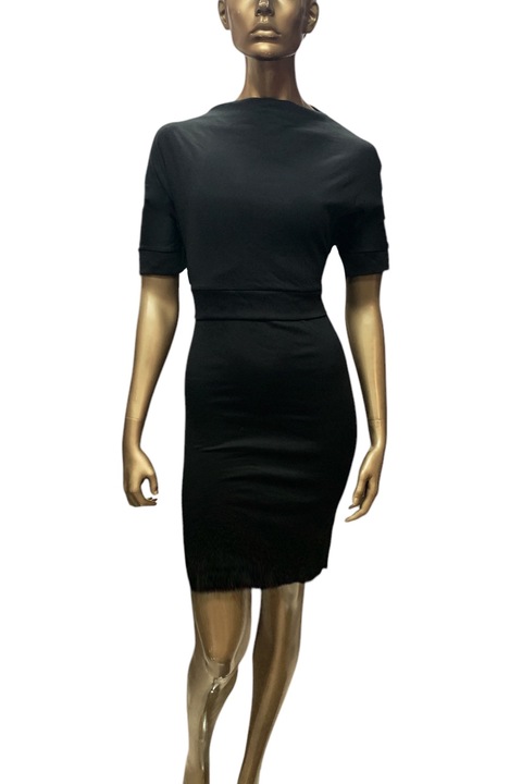 Rochie scurta, JUP, Maneca scurta, Croi mulat, Viscoza, Negru, L
