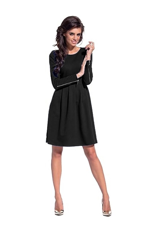 Rochie de dama Lemoniade 16761189, maneca lunga, fermoare, bumbac, Negru, L