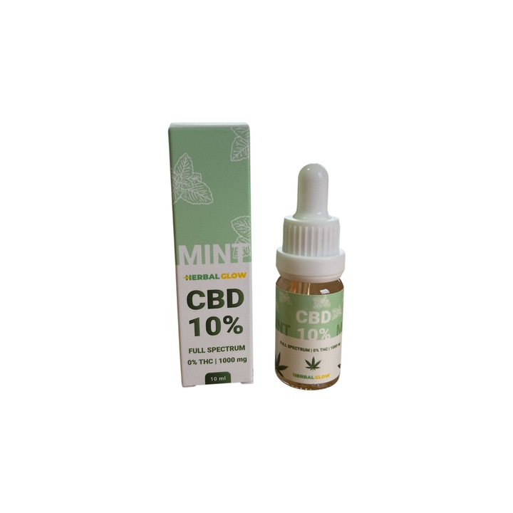 Supliment alimentar HerbalGlow CBD OIL Menta Fullspectrum, 10ml