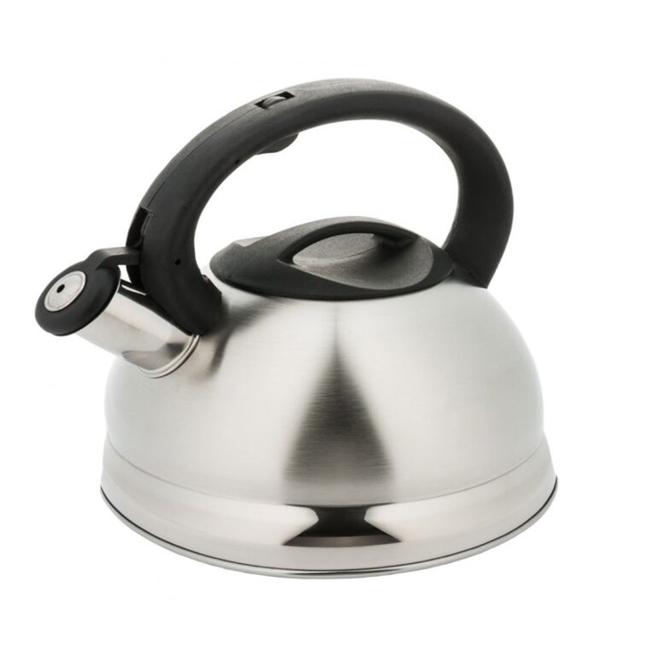 Fütyülő vízforraló HausRoland HR734-8, 3 liter, Rozsdamentes acél, Indukciós, Inox/Fekete