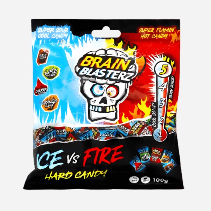 Brain Blasterz, Ice VS Fire Hard Candy Level 5 Sour, 100g
