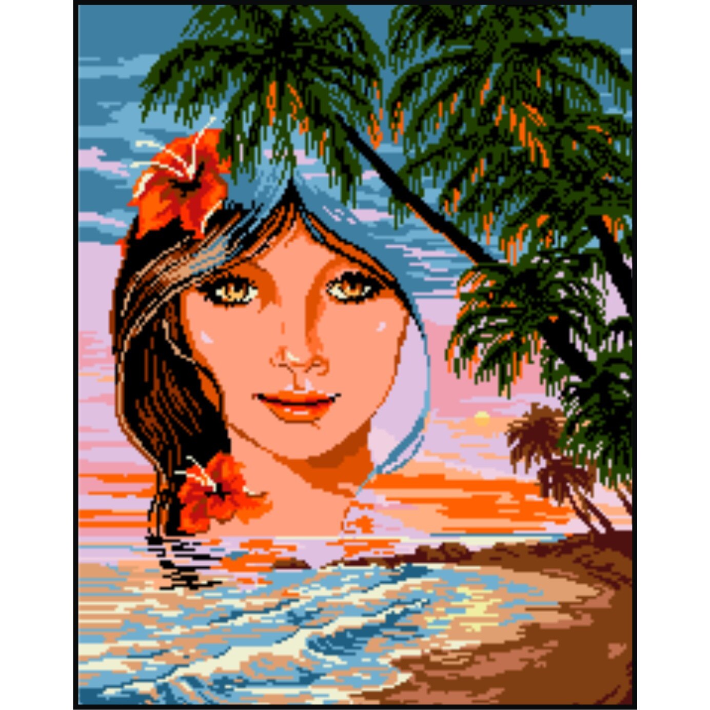 Vis exotic - kit goblen cu diagrama alb-negru