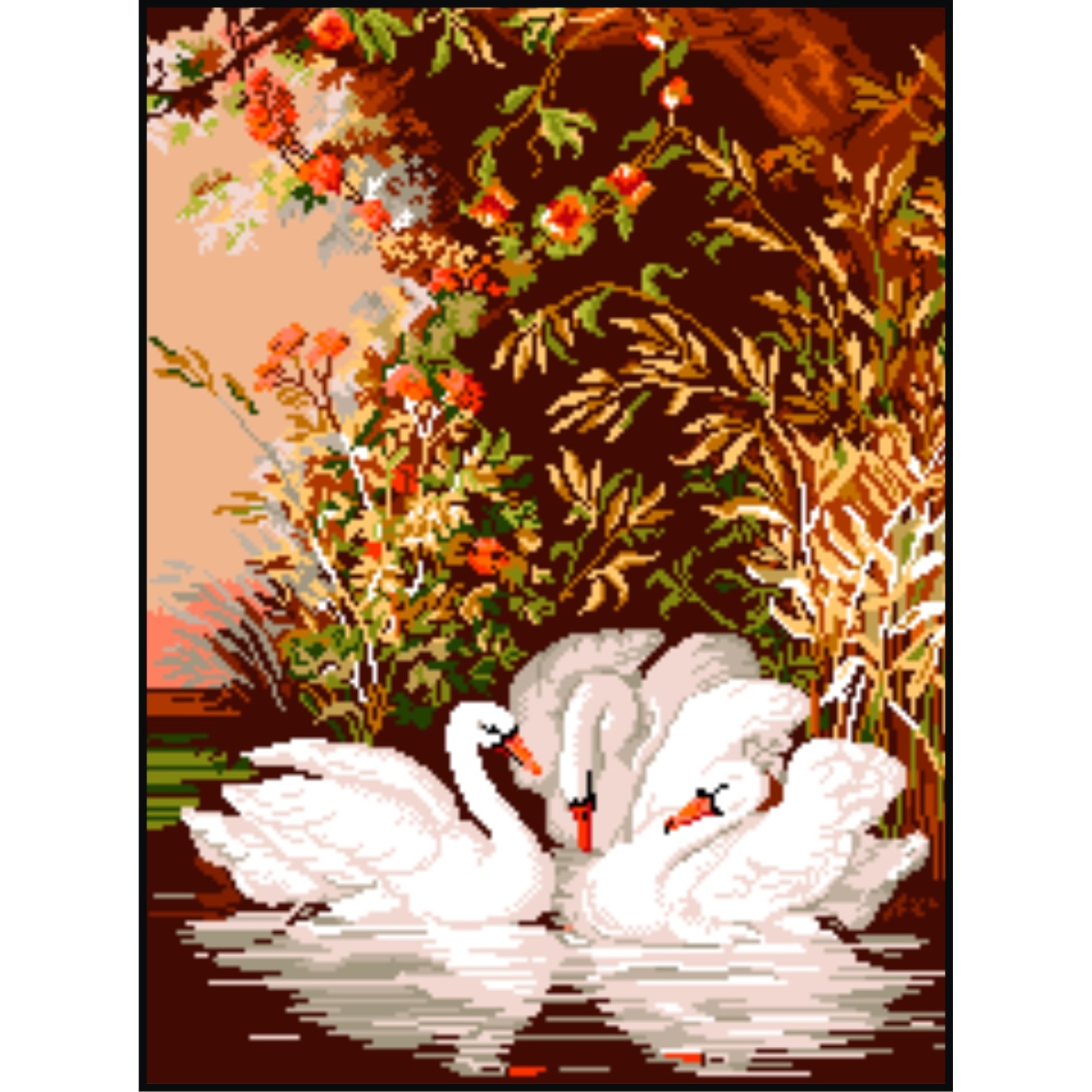 Idila lebedelor - kit goblen cu diagrama color