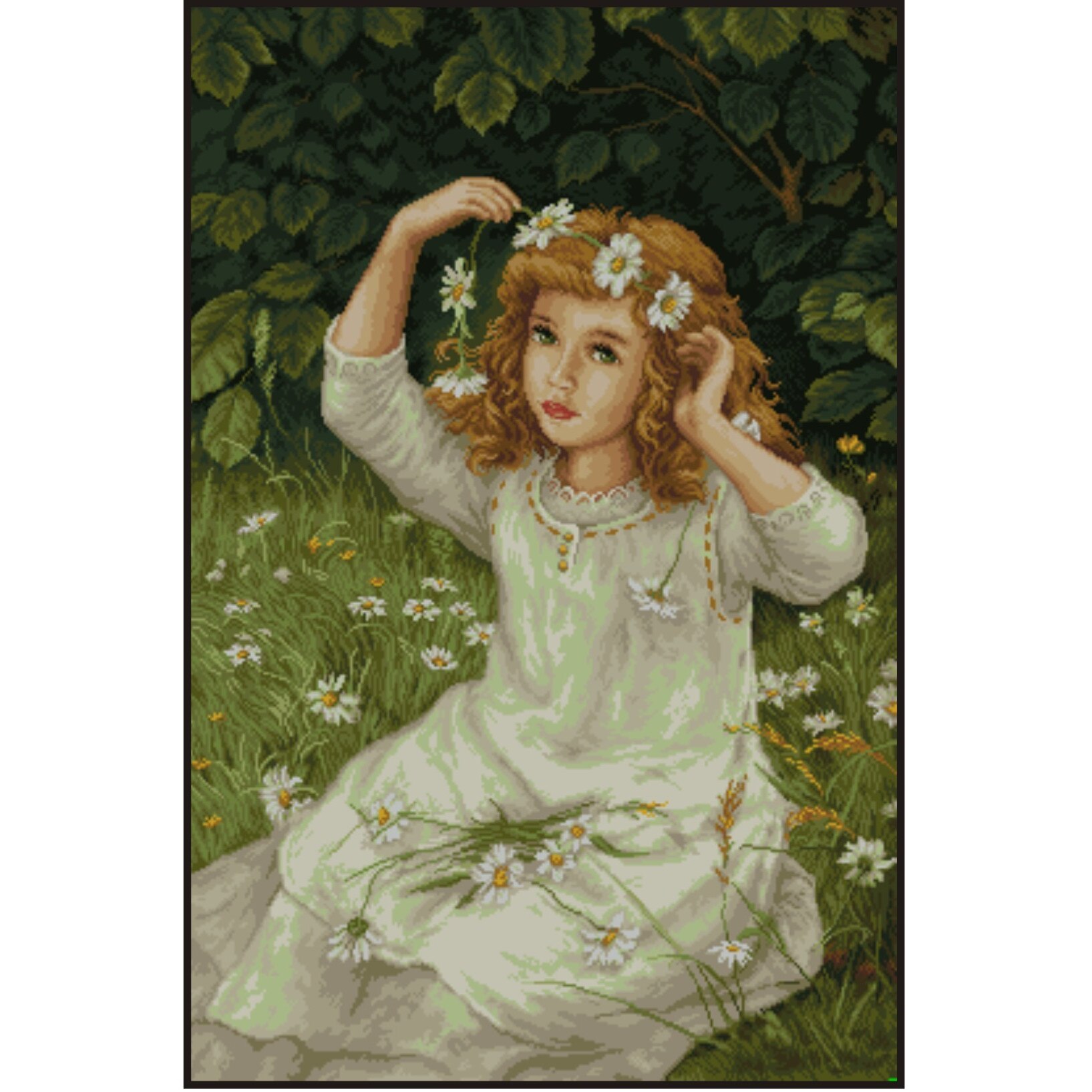 Vara margaretelor - kit goblen cu diagrama alb-negru