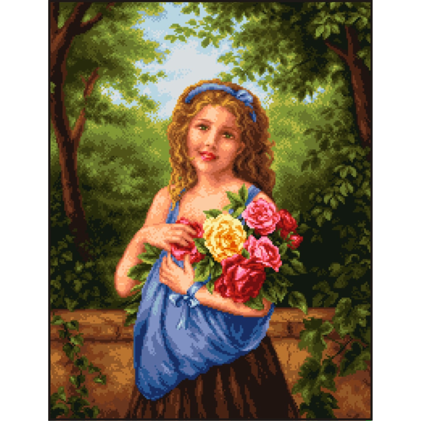 Gratia rozelor - kit goblen cu panza imprimata