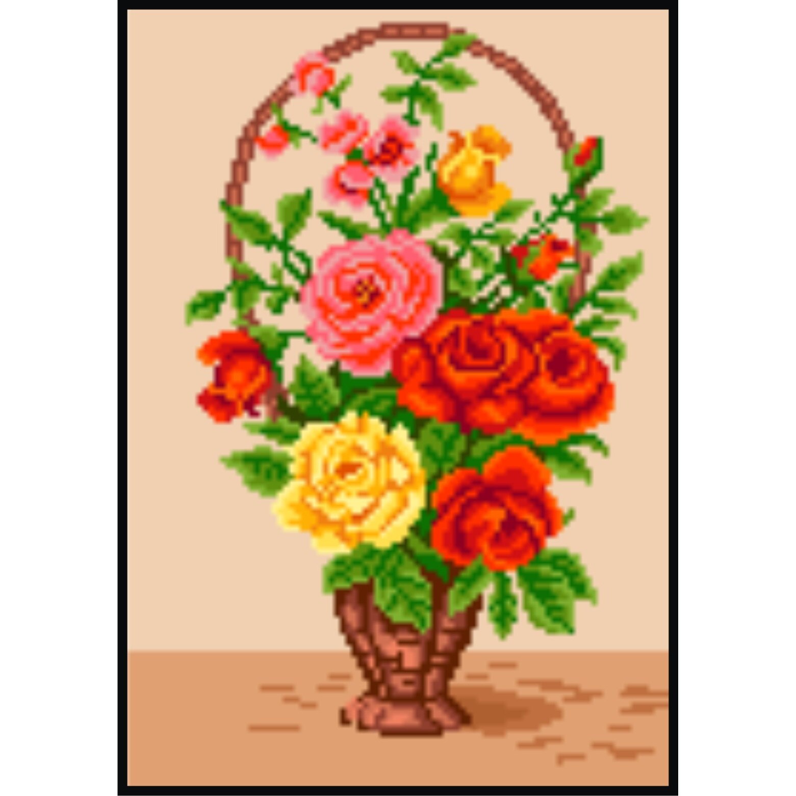 Cosulet cu trandafiri - kit goblen cu diagrama color
