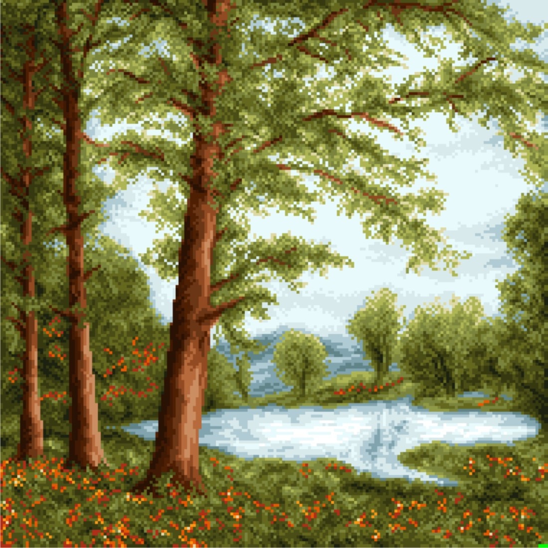 Oglinda padurii - kit goblen cu diagrama alb-negru