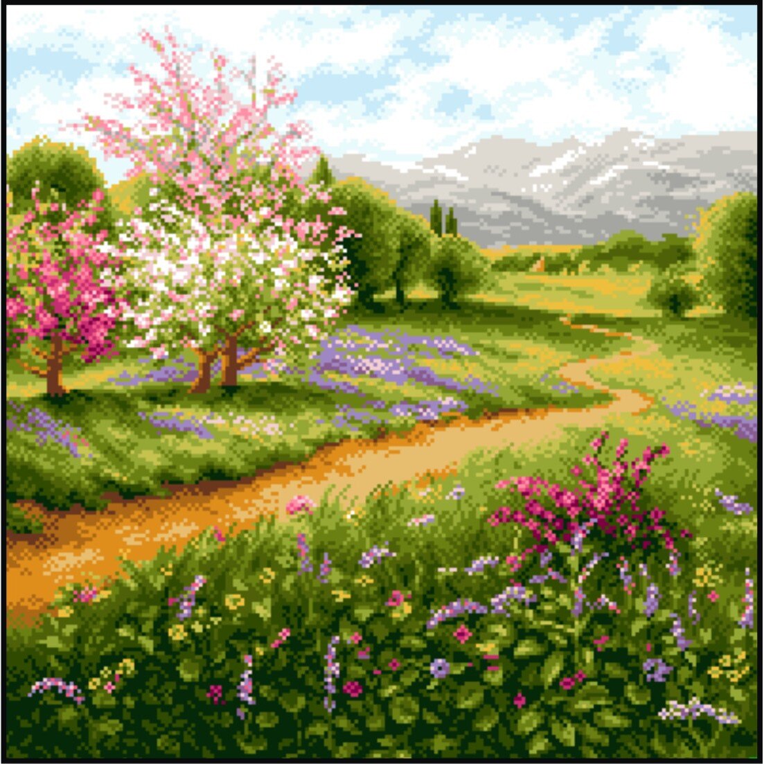 Camp cu levantica - kit goblen cu diagrama color