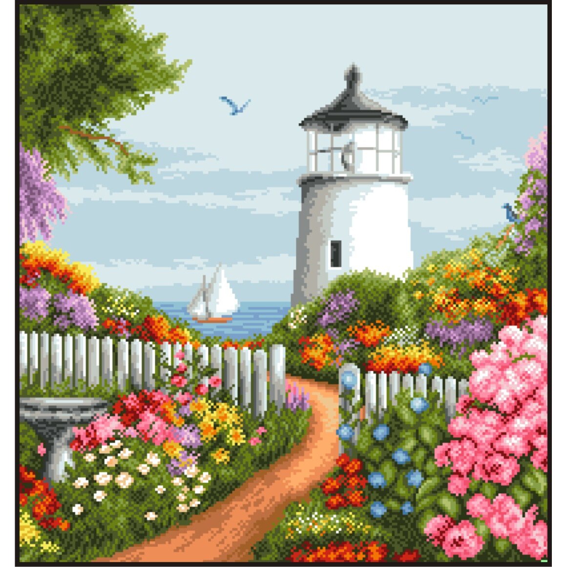 Primavara la far - kit goblen cu panza imprimata