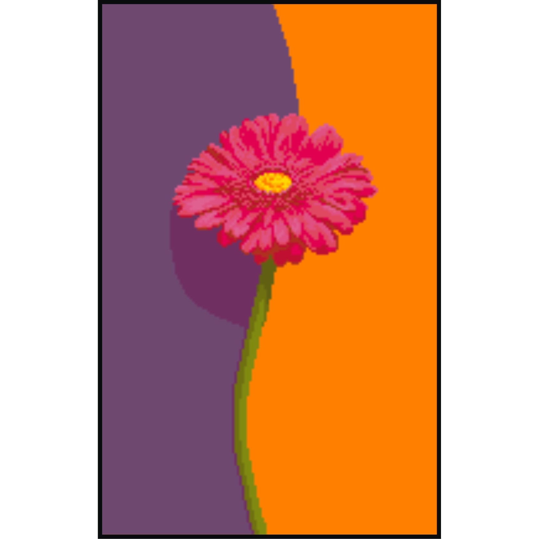 Unica gerbera rosie - kit goblen cu diagrama alb-negru