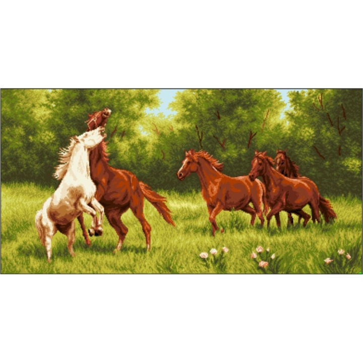 Caii liberi - kit goblen cu diagrama color