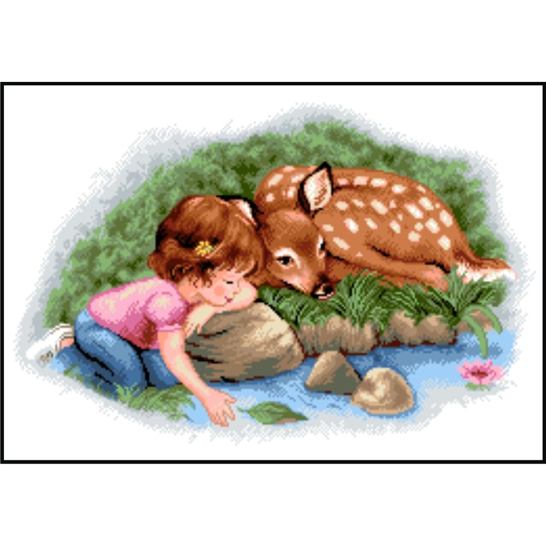 Popasul copiilor - kit goblen cu diagrama color