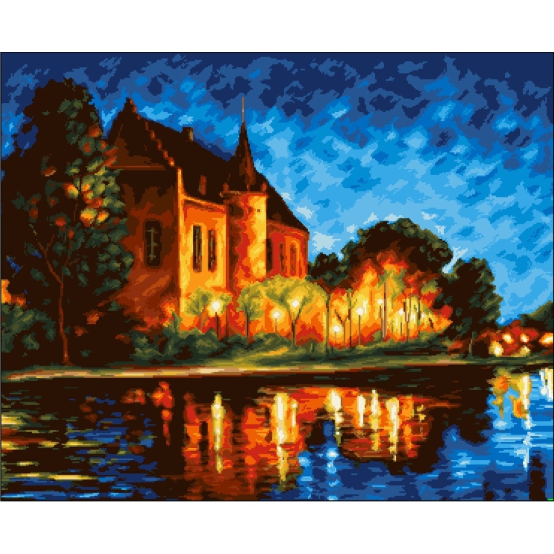 Castel in noapte - kit goblen cu diagrama color