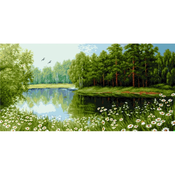 Paradisul din padure - kit goblen cu diagrama color