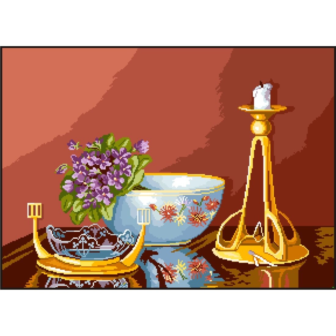 Kit goblen cu diagrama color - Natura statica cu toporasi